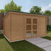Abri de jardin toit plat 12m² PENTY - madriers 40mm traité - tuiles métalliques - Gardy Shelter Ma boutique